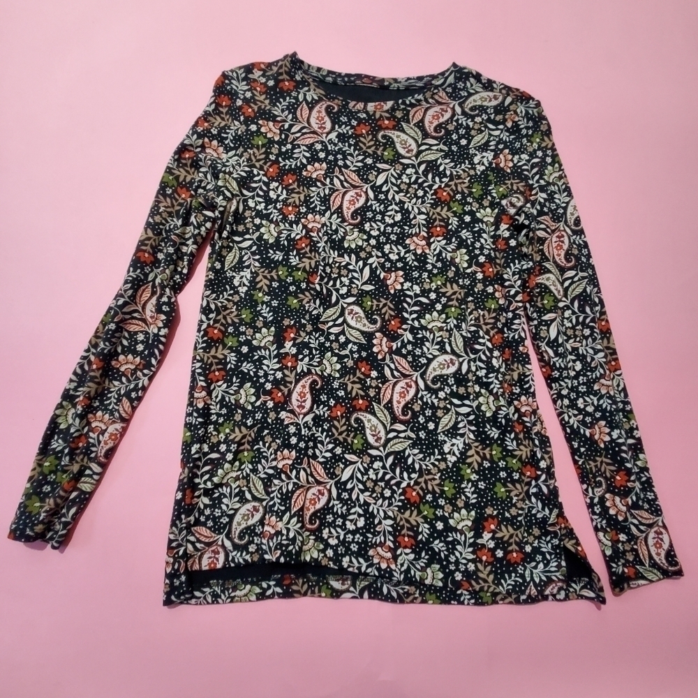 J.Jill Paisley Long Sleeve Knit Top